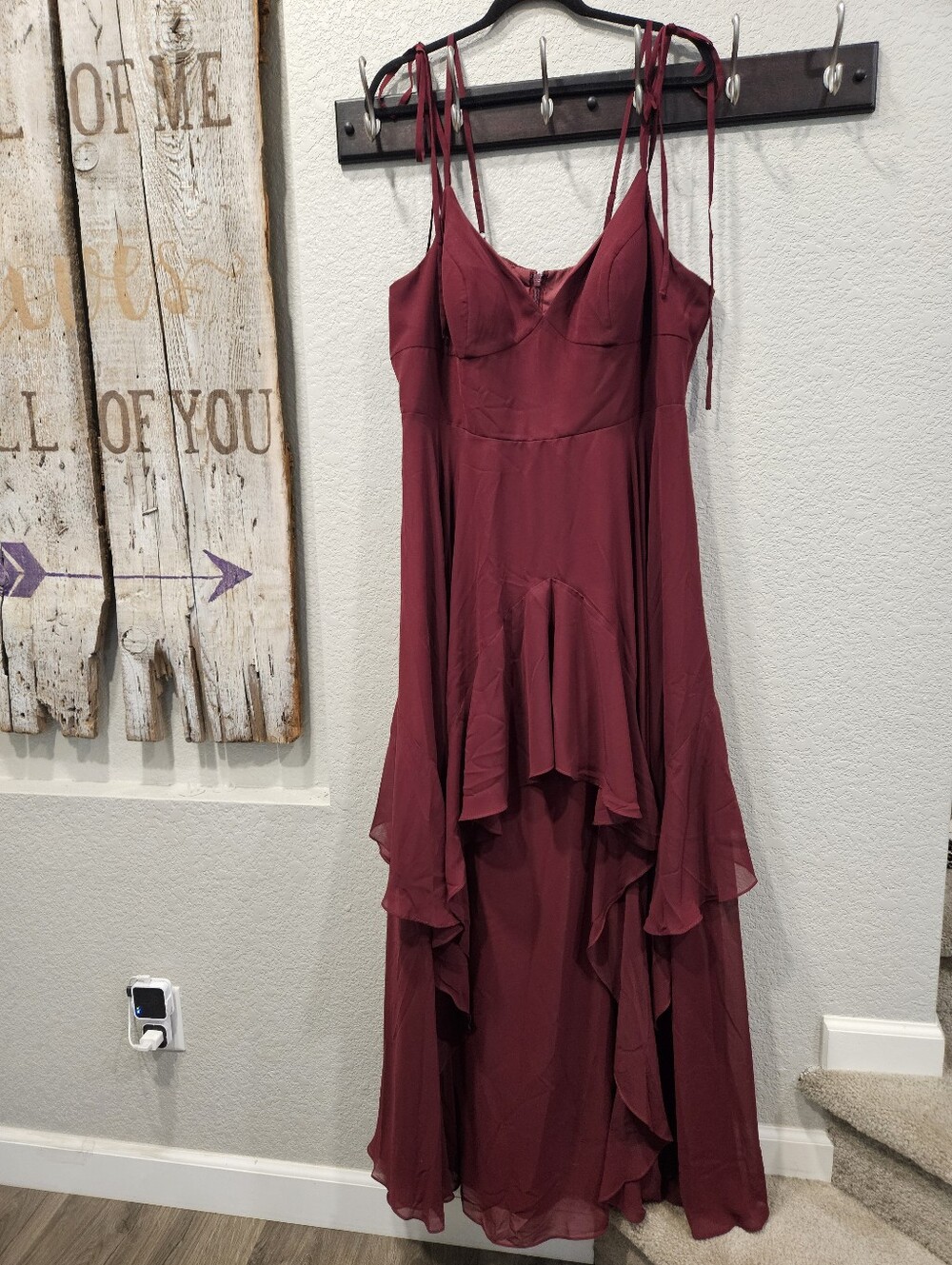 Azazie Maxi Dress with Ruffled Overlay